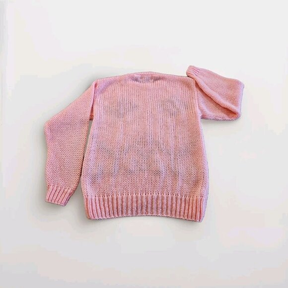 Gad-Abouts Sweater Women L Pink Gray White LS Crewneck Tribal Handknit Y2K VTG - Picture 2 of 13